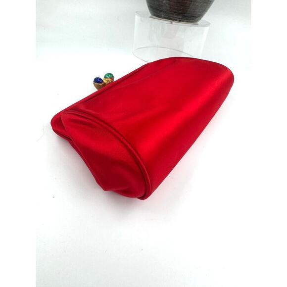 Fendi Vintage Red Silk Satin Pasta Clutch with Cord Strap CoA Authentic - Picture 4 of 9